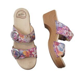 Dansko Sophie Women's Colorful Buckle Floral Snakeskin Sandals Size 37 US 6.5